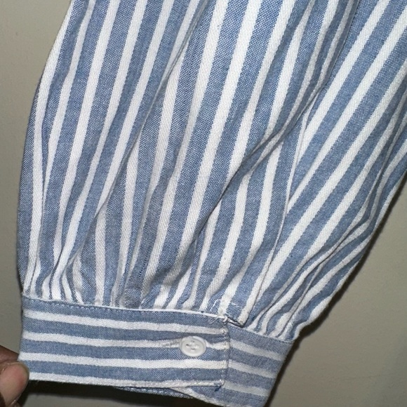 Vintage Sunshine Valley Women's Striped Button Up Dress Balloon Sleeves Midi USA - Picture 6 of 14